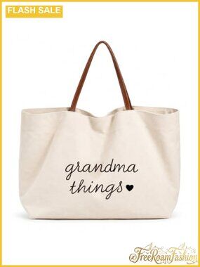 Canvas Tote Bag Large Capacity Shopping Handbag Faux Leather Handles